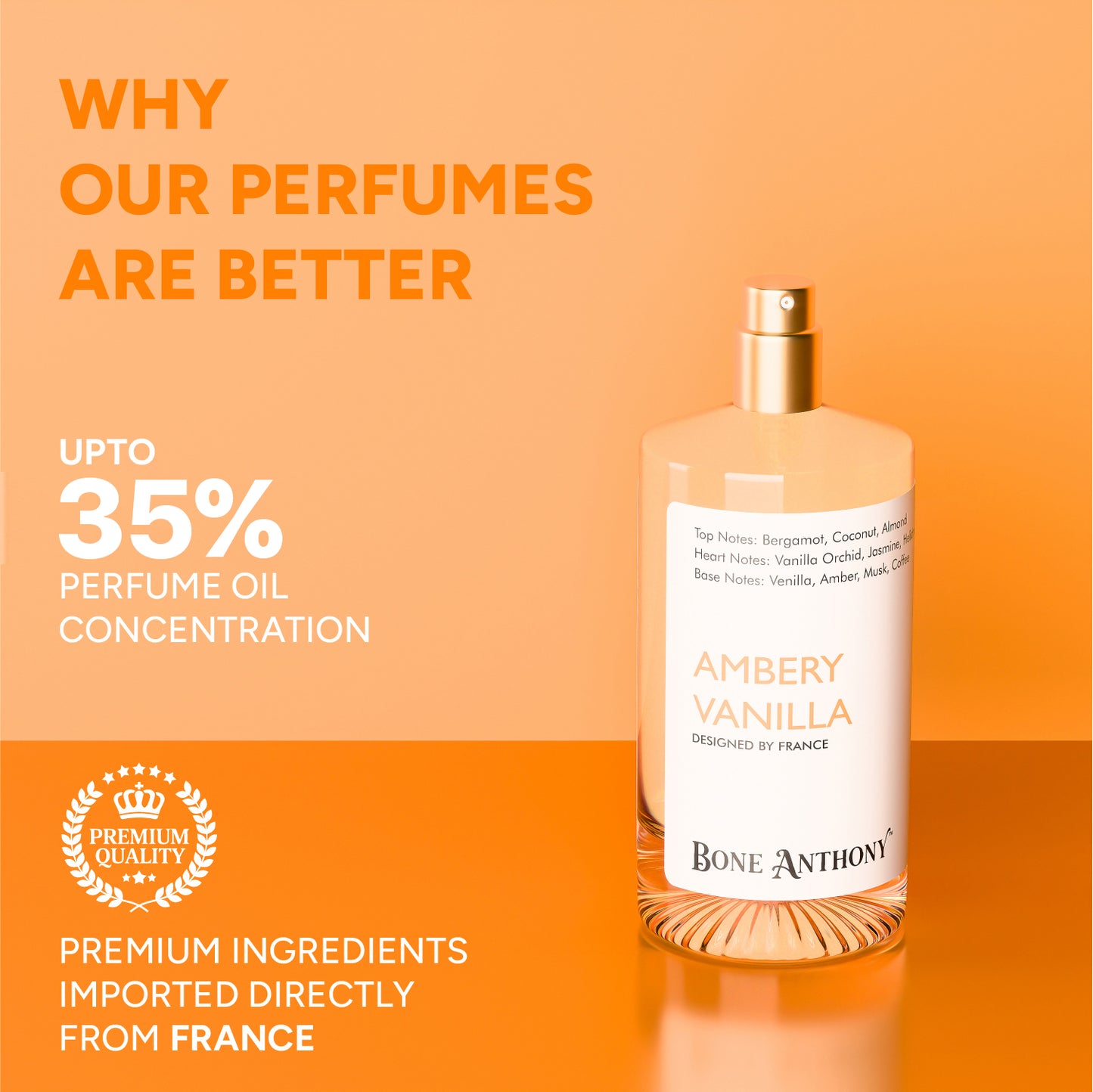Ambery Vanilla Luxury Perfume | Rich Creamy Vanilla Fragrance | with Bergamot & Jasmine Scent, Long Lasting Eau de Parfum with 35% Oil Concentration - 50 ml (For Women)